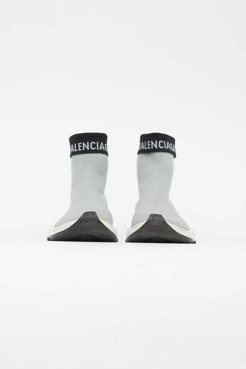 Balenciaga Grey 
Black Knit Speed Sneaker