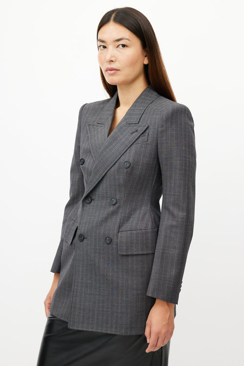 Balenciaga Grey Hourglass Prince Of Wales Wool Blazer