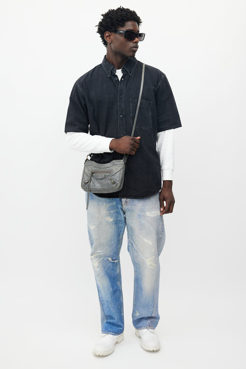 Balenciaga Grey Agneau Motocross Hip Bag