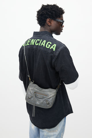 Balenciaga Grey Agneau Motocross Hip Bag