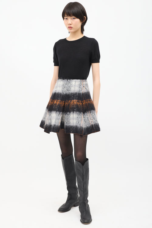 Balenciaga Grey 
Multi Mohair Pleated Skirt