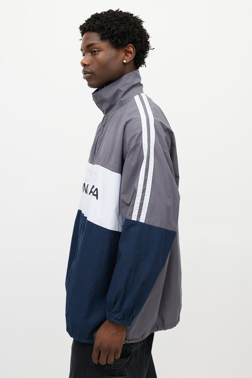 Balenciaga Grey 
Multicolour Logo Striped Track Jacket