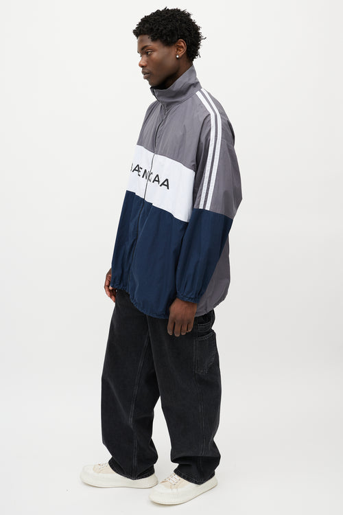 Balenciaga Grey 
Multicolour Logo Striped Track Jacket