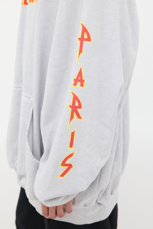 Balenciaga Grey 
Multicolour Metal Logo Oversized Hoodie