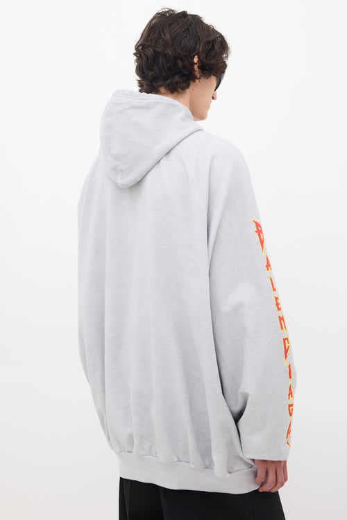 Balenciaga Grey 
Multicolour Metal Logo Oversized Hoodie