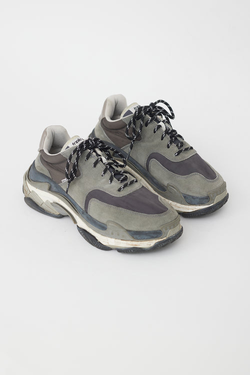 Balenciaga Grey Suede Triple S Sneaker