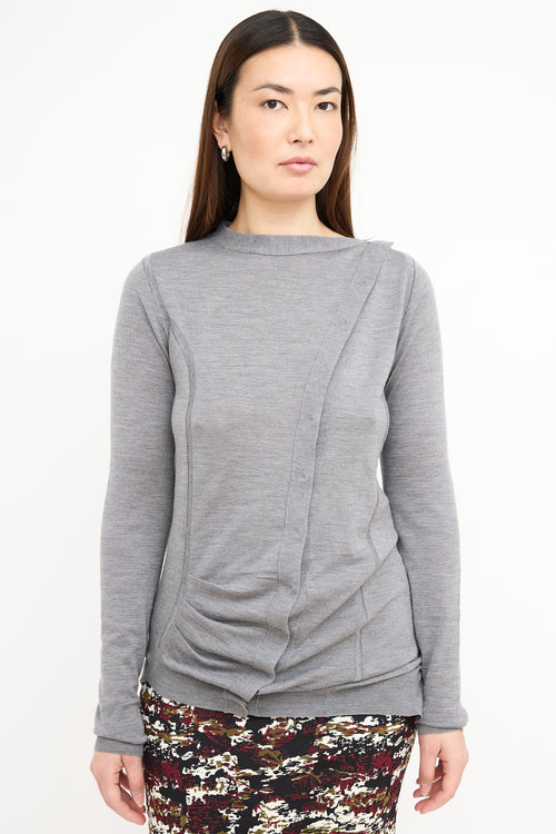 Balenciaga Grey Wool Asymmetric Cardigan