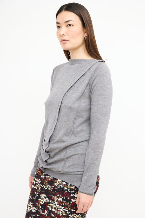 Balenciaga Grey Wool Asymmetric Cardigan