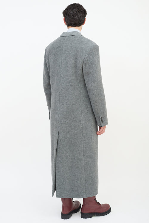 Balenciaga Grey Wool Three Pocket Long Coat