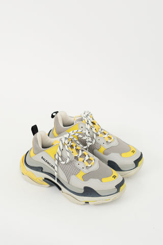 Balenciaga Grey 
Yellow Triple S Sneaker