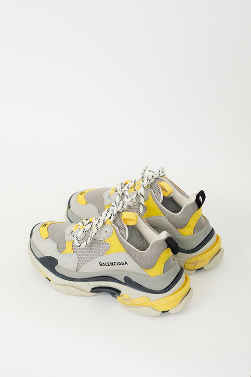 Balenciaga Grey 
Yellow Triple S Sneaker