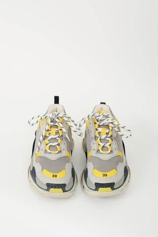 Balenciaga Grey 
Yellow Triple S Sneaker