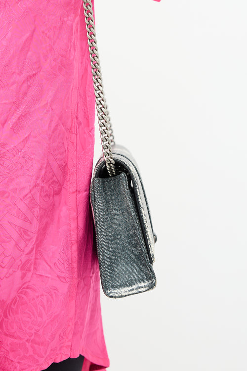 Balenciaga Grey Leather Printed Hourglass Wallet On Chain Bag