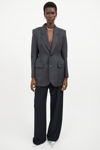 Balenciaga Grey 
Black Oversized Long Sleeve Blazer