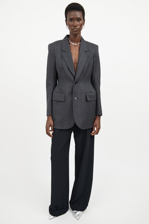 Balenciaga Grey 
Black Oversized Long Sleeve Blazer