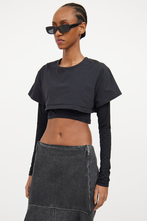 Black Layered Cropped Top