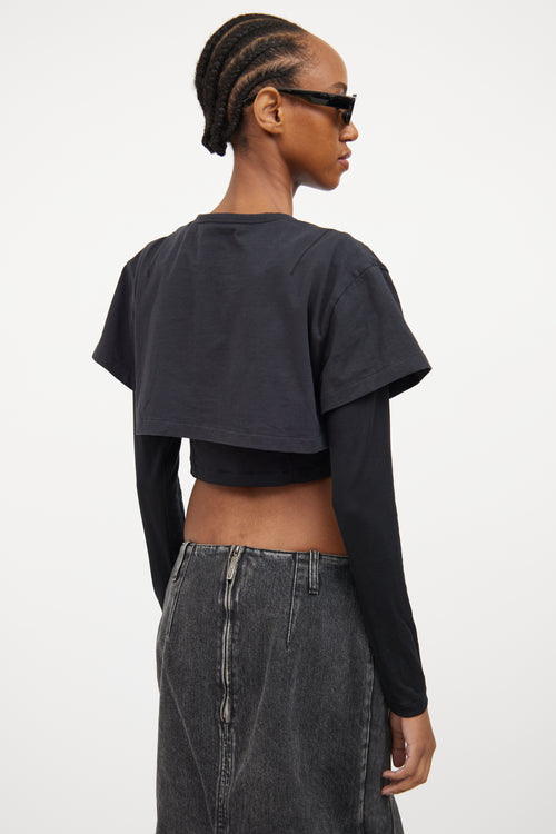 Black Layered Cropped Top