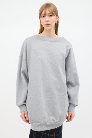 Balenciaga Heather Grey Scoop Back BB Sweatshirt