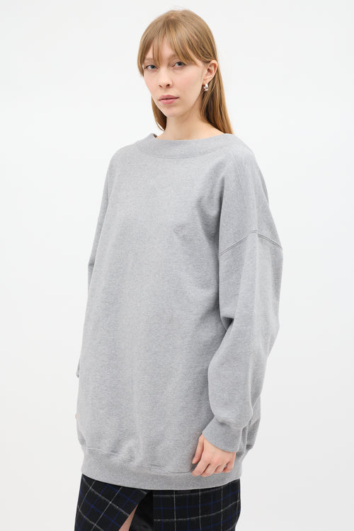 Balenciaga Heather Grey Scoop Back BB Sweatshirt