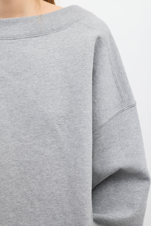 Balenciaga Heather Grey Scoop Back BB Sweatshirt