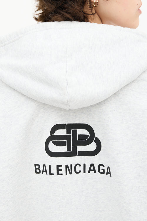 Balenciaga 2019 Heather Grey Interlocking BB Hoodie