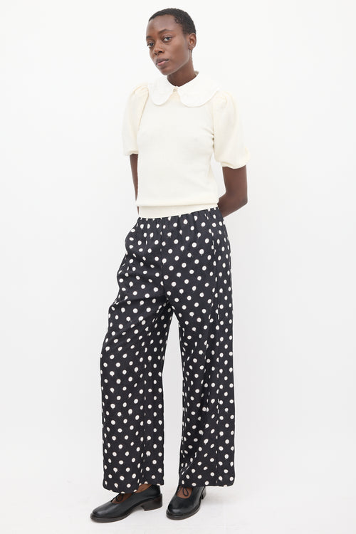 Balenciaga Homewear Black 
White Polka Dot 
Floral Pant