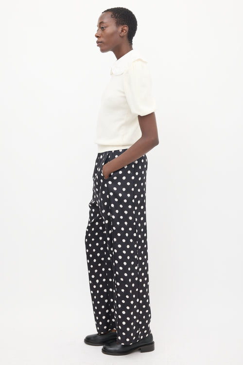 Balenciaga Homewear Black 
White Polka Dot 
Floral Pant