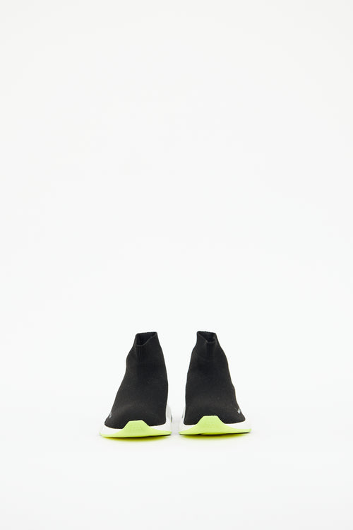 Kids Black 
Neon Green Speed Knit Sneaker