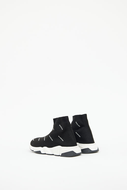 Kids Black 
White Allover Speed Knit Sneaker