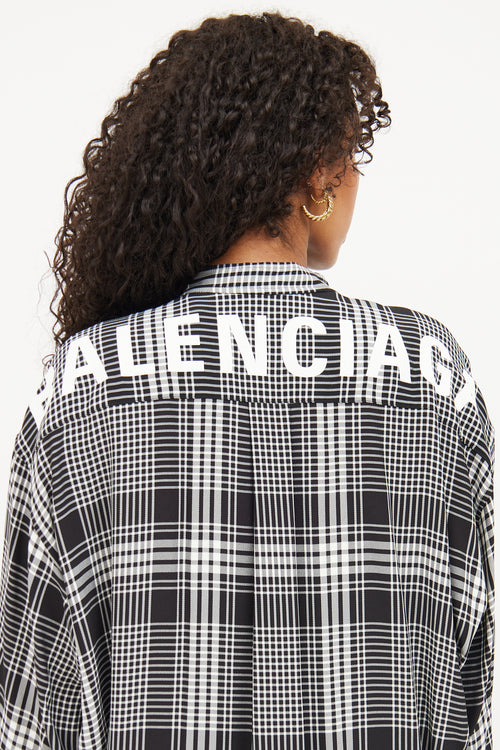 Balenciaga Black 
White Back Logo Top