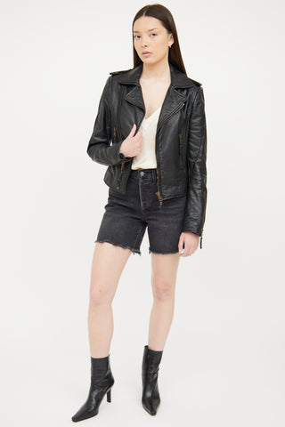 Balenciaga Black Leather Moto Jacket