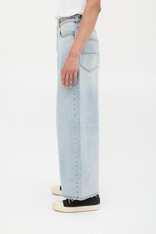 Balenciaga Light Wash Wide Leg Drop Seat Jeans