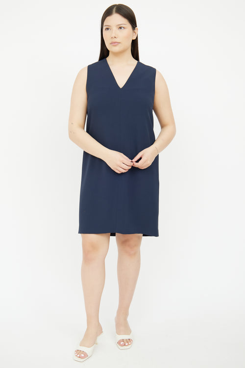 Balenciaga Navy V-Neck Shift Dress