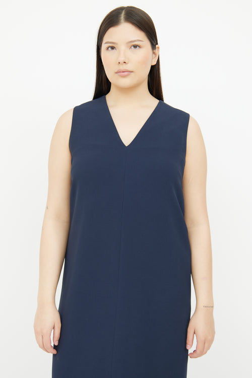 Balenciaga Navy V-Neck Shift Dress