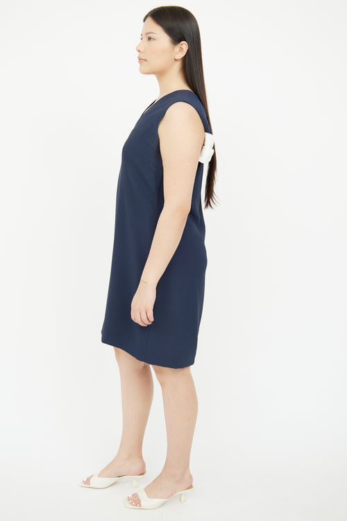 Balenciaga Navy V-Neck Shift Dress