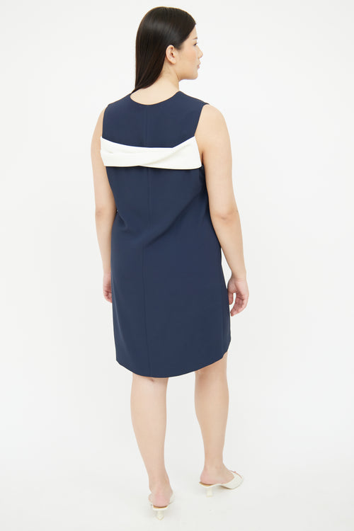 Balenciaga Navy V-Neck Shift Dress