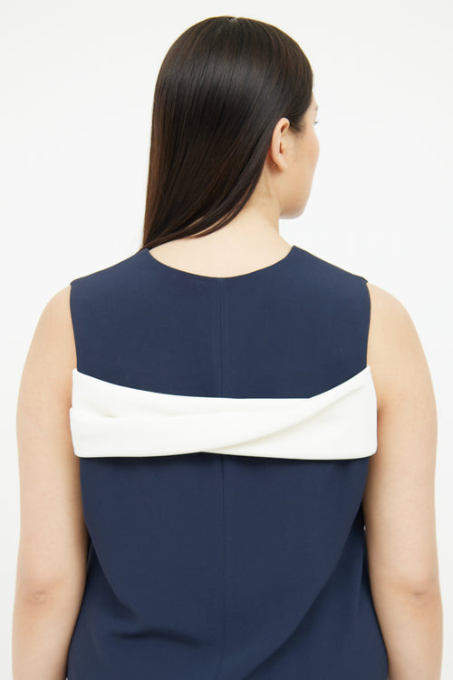 Balenciaga Navy V-Neck Shift Dress