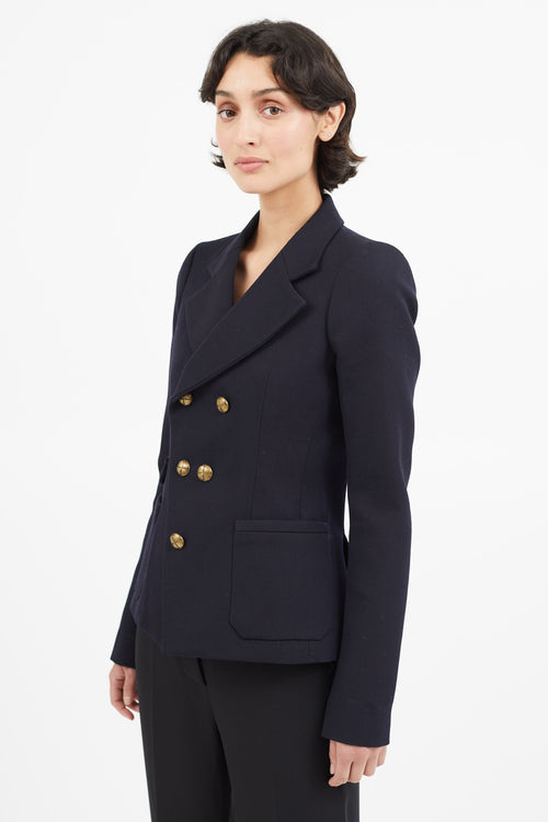 Balenciaga Navy 
Gold Wool Blazer