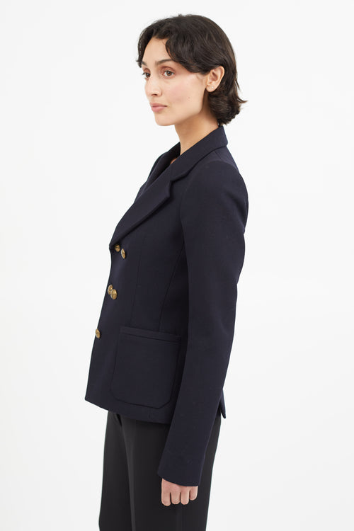 Balenciaga Navy 
Gold Wool Blazer