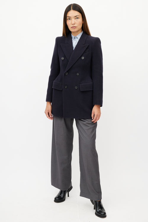 Balenciaga Navy Hourglass Wool Blazer