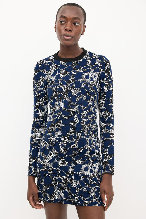 Balenciaga Navy 
Multi Knit Jacquard Midi Dress