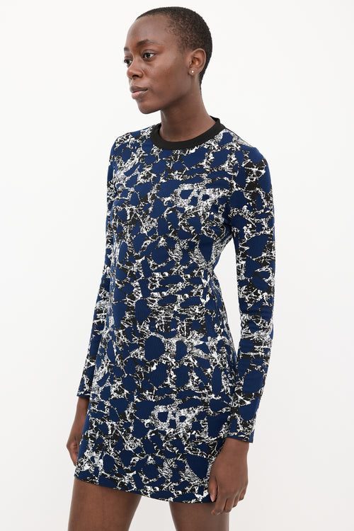 Balenciaga Navy 
Multi Knit Jacquard Midi Dress