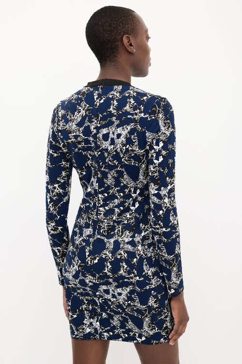 Balenciaga Navy 
Multi Knit Jacquard Midi Dress