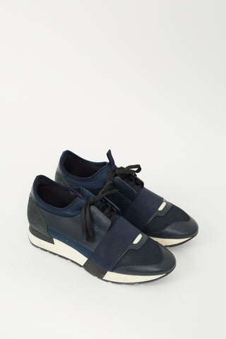 Balenciaga Navy Race Runner Sneaker