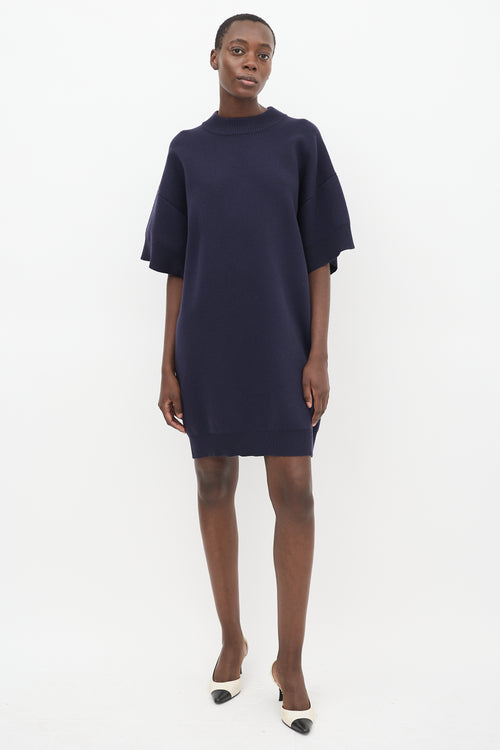 Balenciaga Navy Wool Oversized Sweater Dress