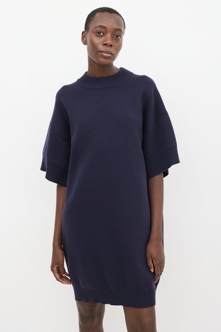 Balenciaga Navy Wool Oversized Sweater Dress