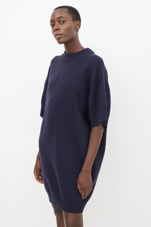 Balenciaga Navy Wool Oversized Sweater Dress