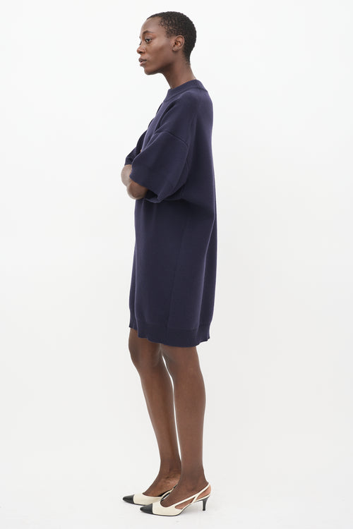 Balenciaga Navy Wool Oversized Sweater Dress