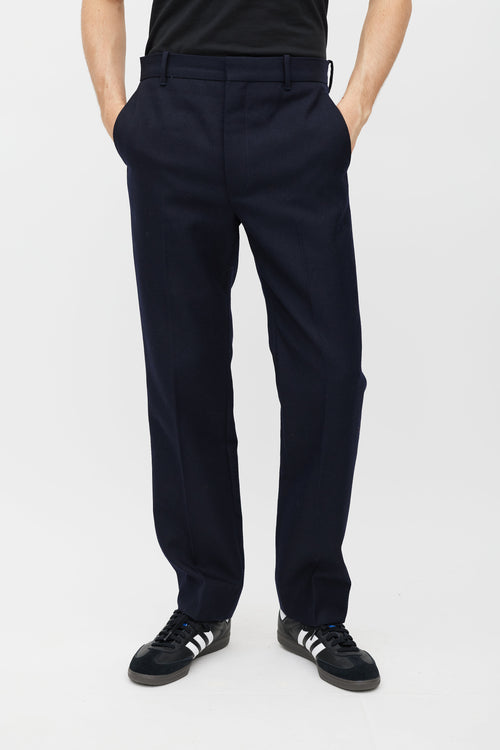 Balenciaga Navy Wool Straight Leg Trouser