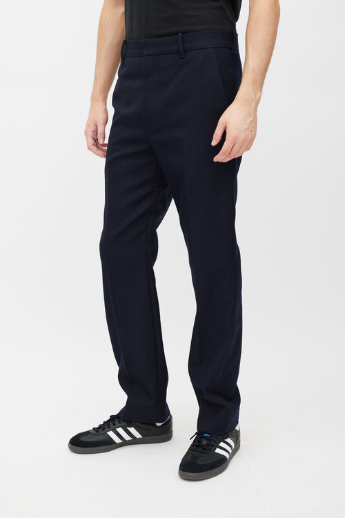 Balenciaga Navy Wool Straight Leg Trouser